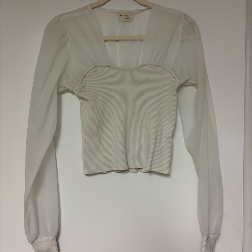 Dreamer by debut Elegant White Long Sleeve Top